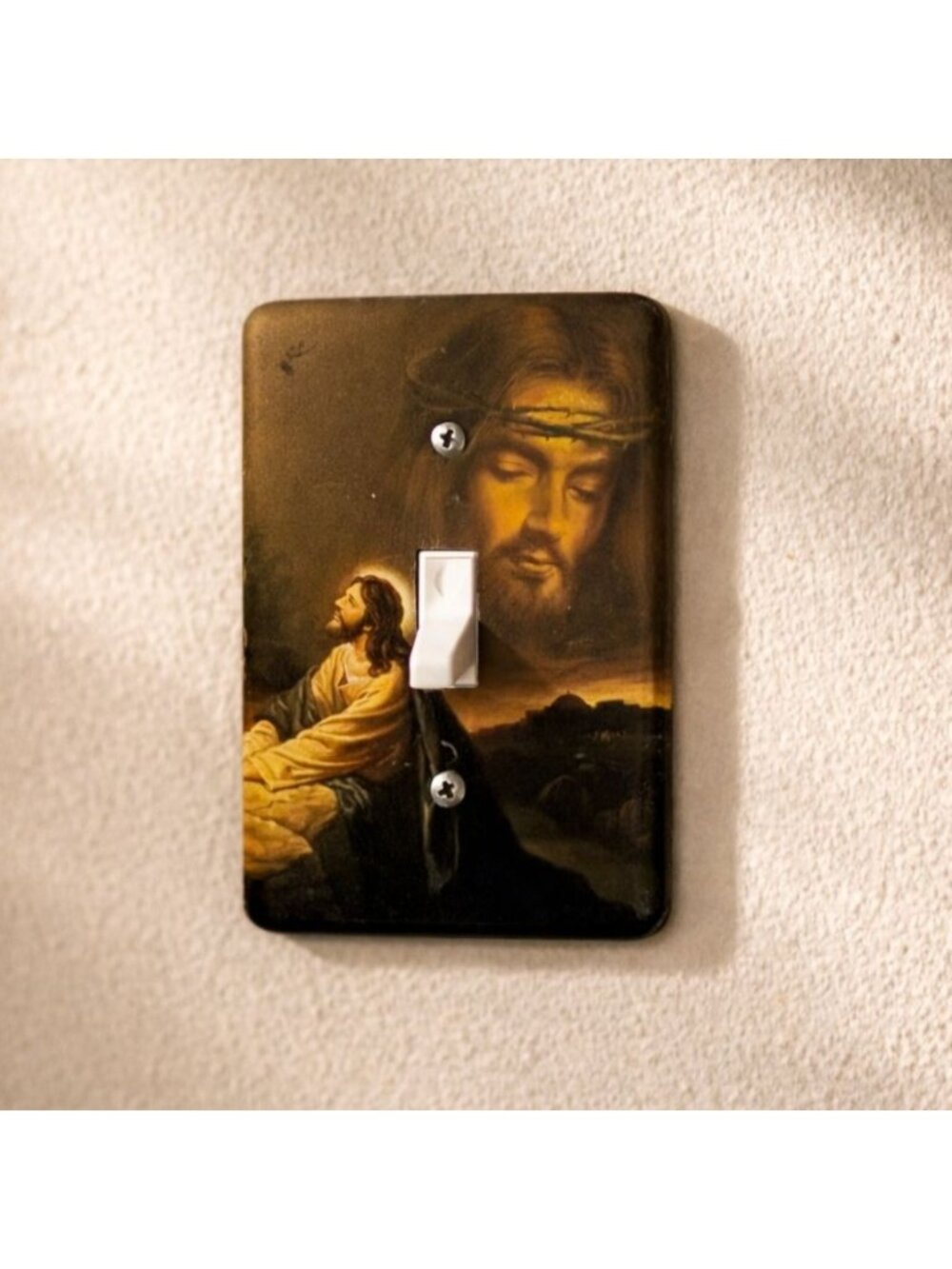 Light Switch Cover Plate Jesus Crown of Thorns and Prayer Illustration Religious